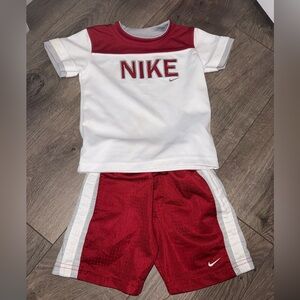 12 months Nike Kids Red and White Short Sleeve Tee & Shorts Set